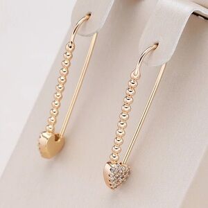 NEW Rose Gold CZ Heart Drop Earrings